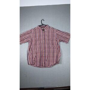 Turnbury Shirt Mens Large Red Plaid Short Sleeve Button Front Pocket Casual